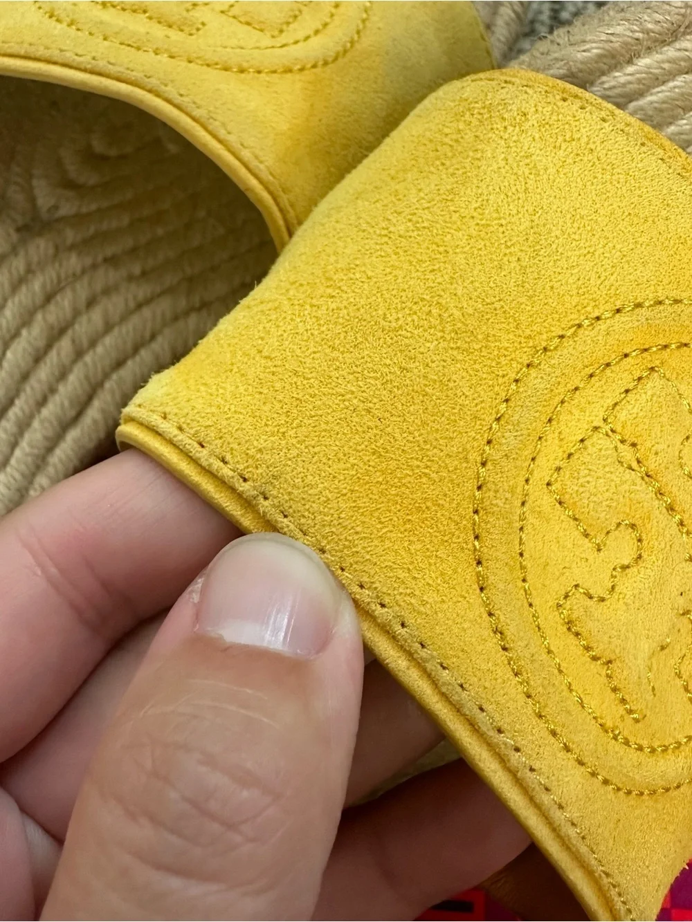 Tory Burch Yellow Suede Benton Espadrille Slide Sandals Size 7.5